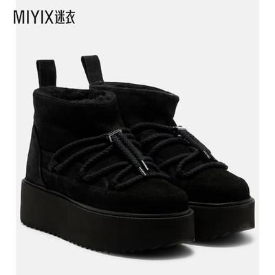 INUIKII 女款经典款低帮绒面革防水台雪地靴 迷衣时尚