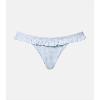 Faithfull the Brand 女士 Esterel 荷叶边方格棉布比基尼下装