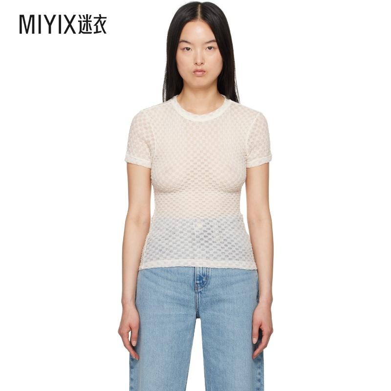 Frame Denim  女 灰白色圆领 T 恤 迷衣时尚
