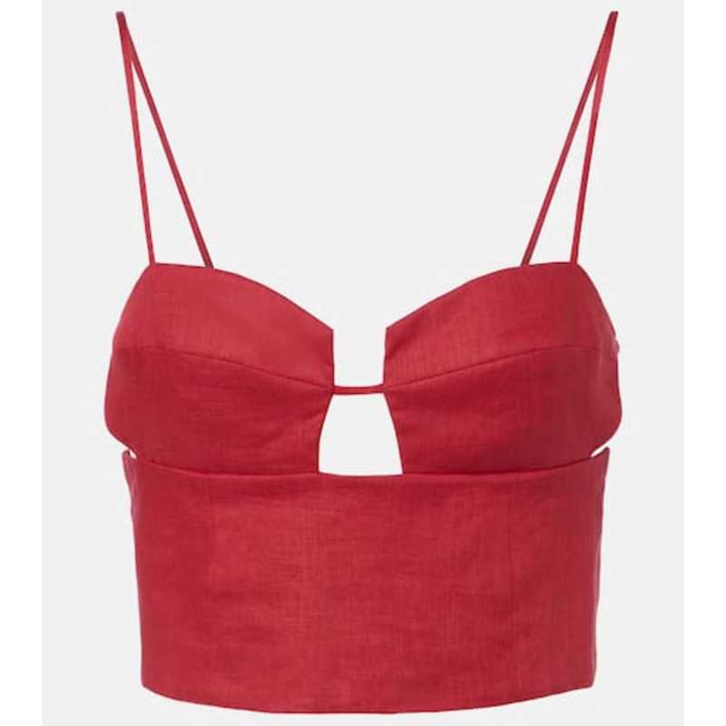 Cala De La Cruz 女士 背心 Imperia 剪口亚麻短款上衣