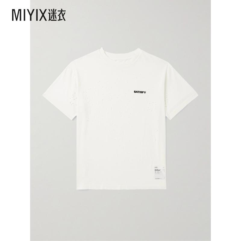 【秋冬新品】Satisfy 男款MothTech™ 徽标印花磨破棉针织T恤 迷衣