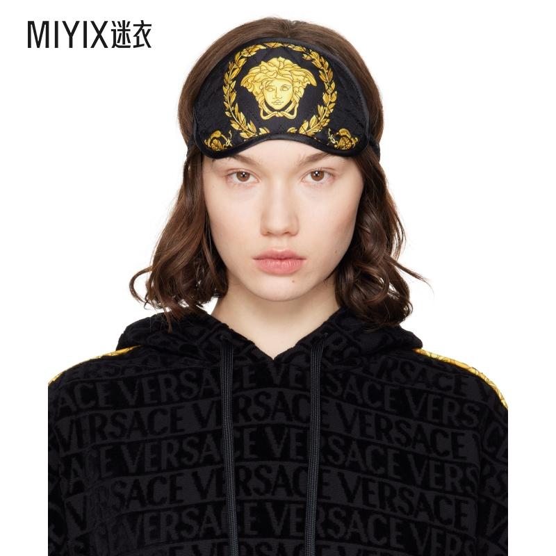 Versace范思哲 女款黑色 & 金色 Crete de Fleur 眼罩 迷衣时尚