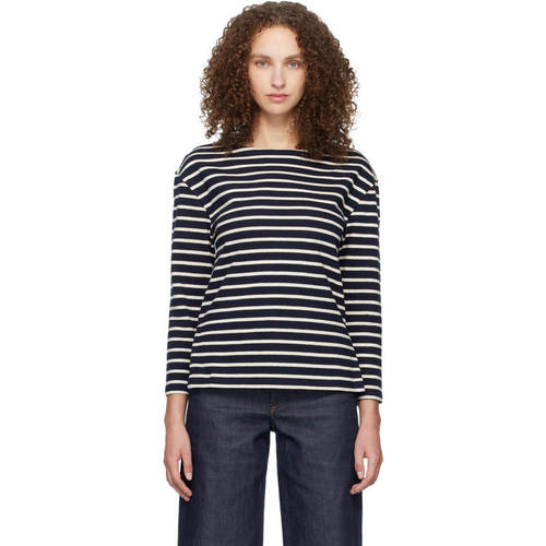 A.P.C. 女士 T恤 海军蓝 Striped Three-Quarter Sleeve
