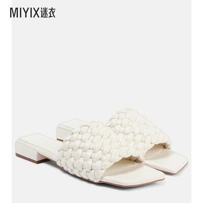 Souliers Martinez 女款紫菀编织皮质凉拖 迷衣时尚