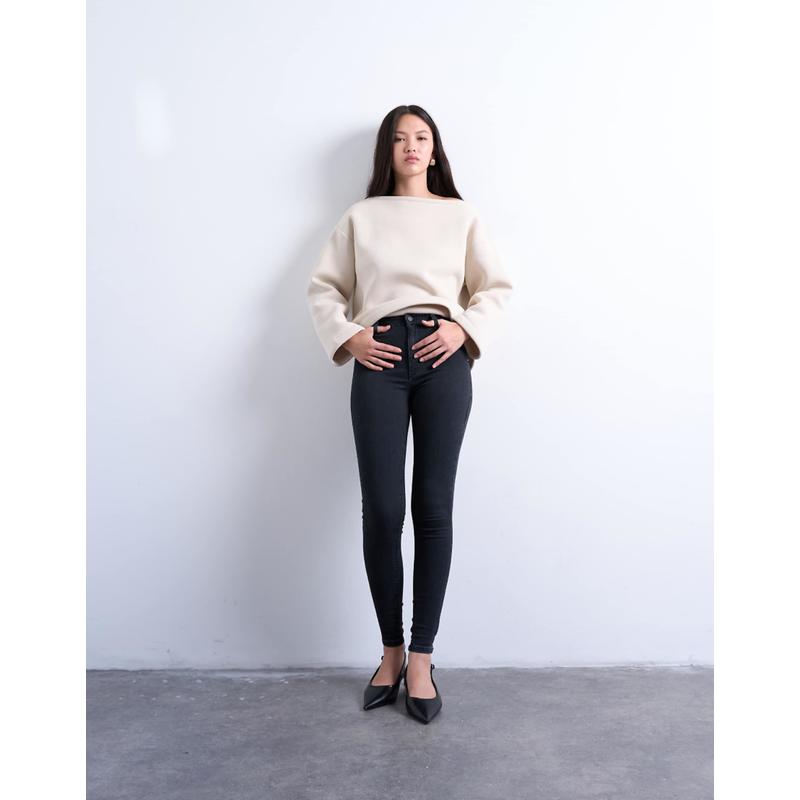 Topshop 女士 牛仔长裤 Joni 紧身高腰水洗黑色牛仔裤