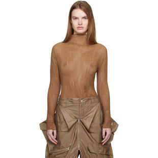 Issey Miyake 女士 上衣 驼色 Chiffon Twist 3 高领衫