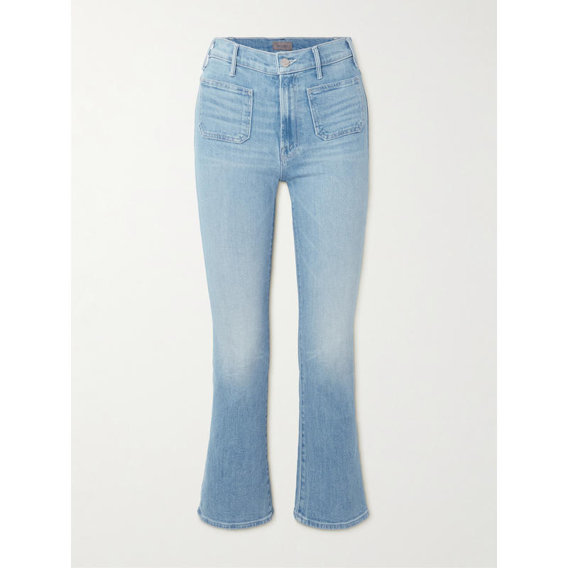 Mother Denim 女士 牛仔长裤 Hustler 贴袋及踝高腰小喇叭牛仔裤