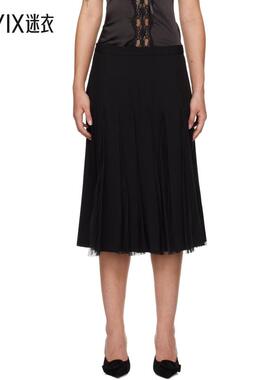 Danielle Guizio 女士黑色 Gibson Chiffon Pleated 半身裙 迷衣