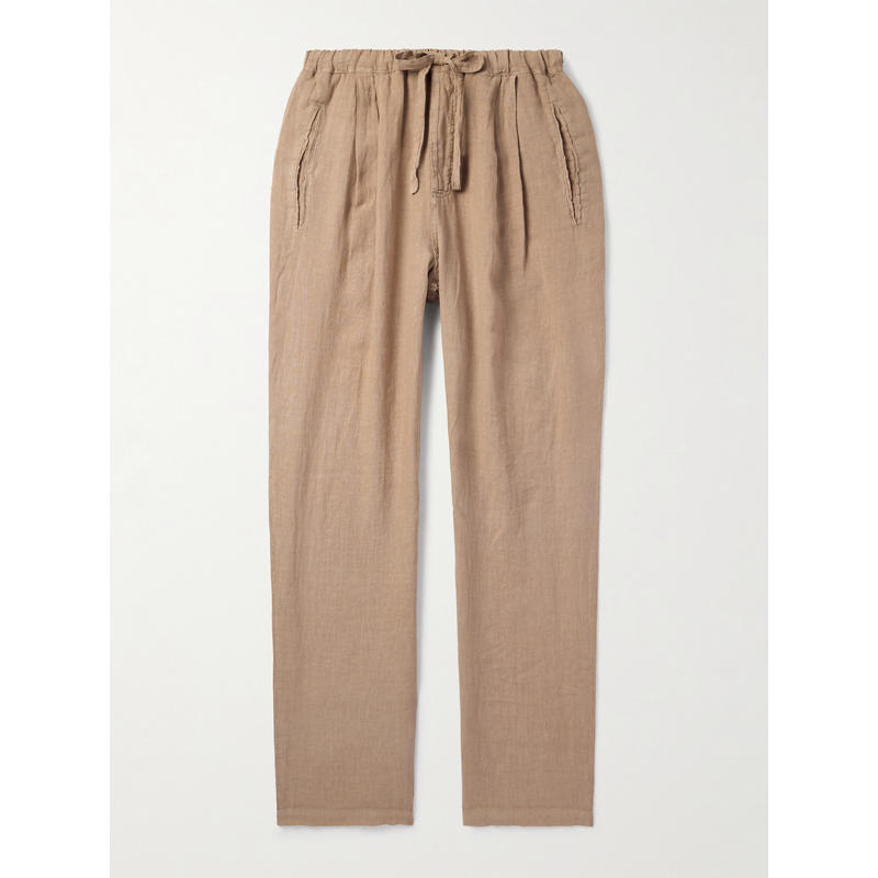 Massimo Alba 男士 FW25 长裤 直筒褶裥亚麻抽绳裤子