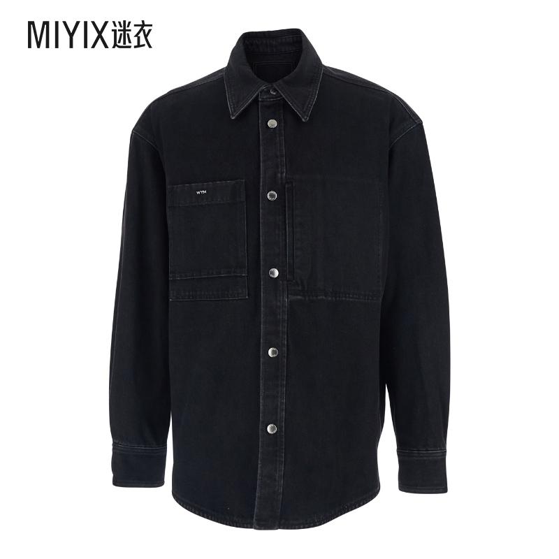 [秋冬新品]Wooyoungmi 男款黑色拼缀口袋胸部背部印花男士衬衫(牛