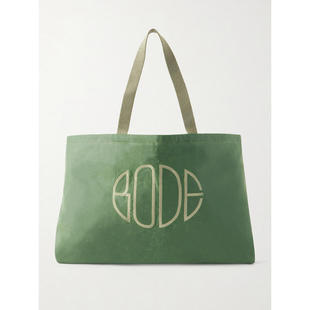 Bode 男士 FW26 托特包 Logo刺绣打蜡棉手提包