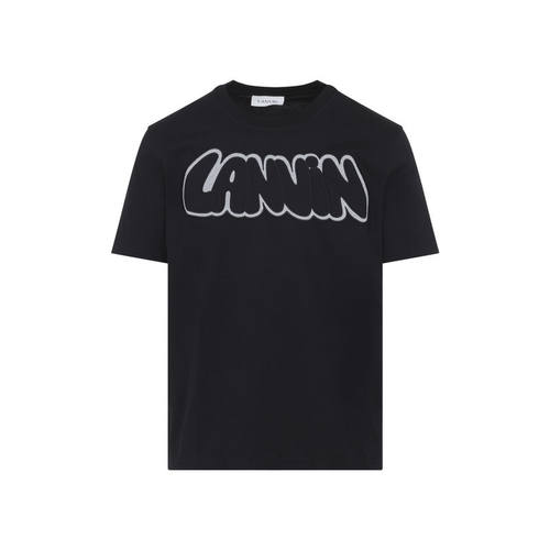 Lanvin 浪凡 男士 SS26 T恤 黑色刺绣徽标棉质