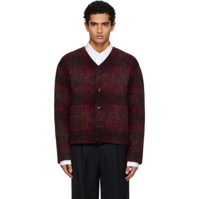 TONYWACK 男士 开衫 酒红色 V 领