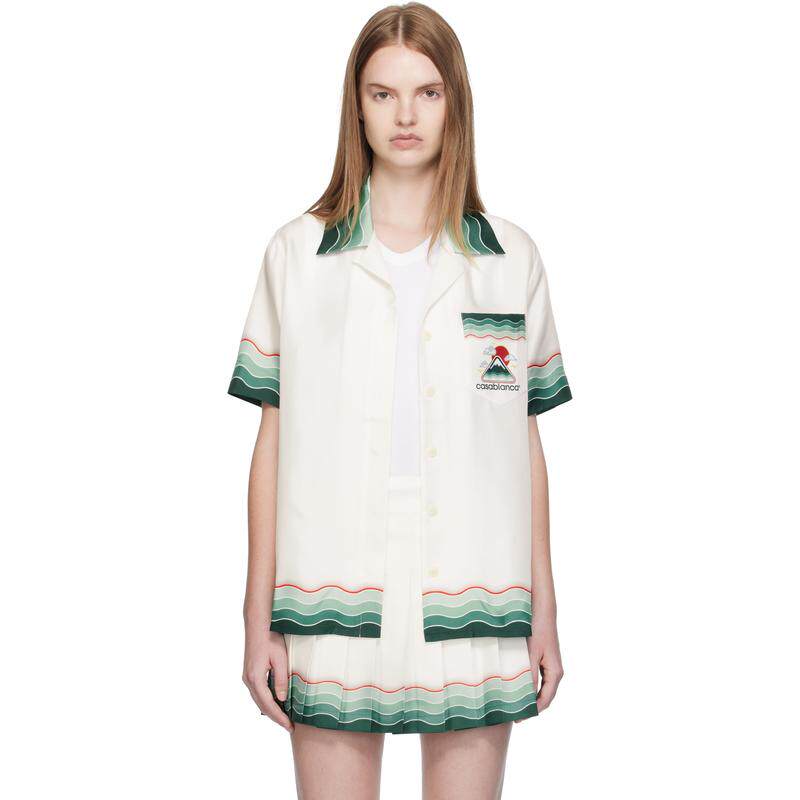 Casablanca 女士 衬衫 白色 Montagne Ondulee Silk 短袖