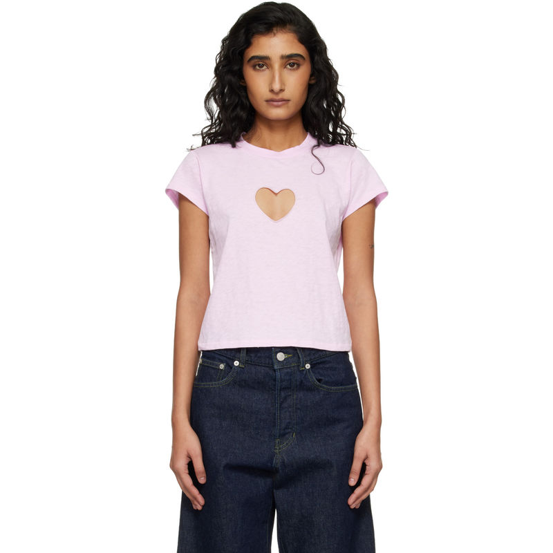 SKIMS 女士 T恤 粉色 Worn In Jersey Heart Baby图片