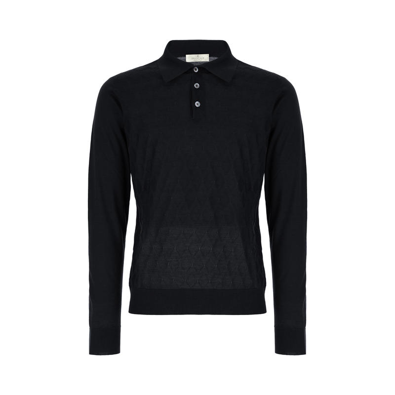 Panicale 男士 FW25 POLO衫 黑色羊绒混纺Polo衫