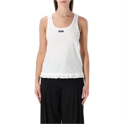 ROTATE 女士 SS26 上衣  RUFFLE-HEM COTTON TANK TOP