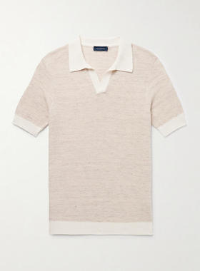 Thom Sweeney 男士 FW25 衬衫 Birdseye 修身棉麻混纺Polo衫