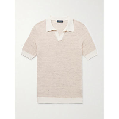 Thom Sweeney 男士 FW25 衬衫 Birdseye 修身棉麻混纺Polo衫