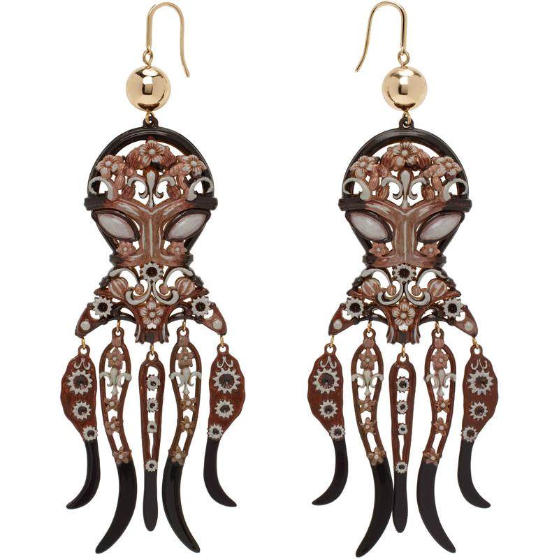 Tory Burch 女士 耳环 金色  棕色 Octopus 耳坠