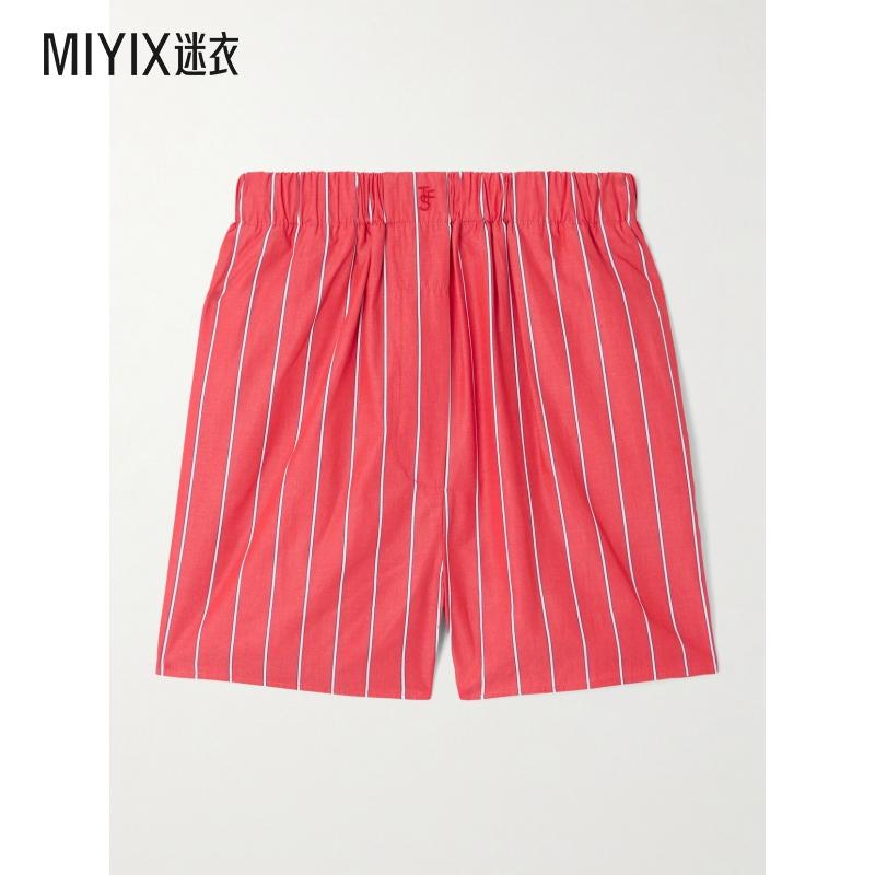 The Frankie Shop 女款Lui 条纹棉质府绸短裤 迷衣时尚