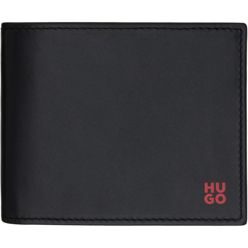 HUGO BOSS雨果博斯 男士 钱包 黑色 Leather Stacked Logo 钱包