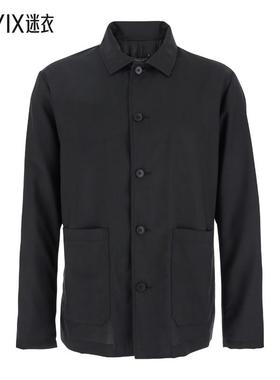 【春夏新品】Low Brand Front 黑色经典款衣领拼缀口袋羊毛男士夹