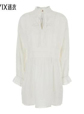 【春夏新品】TWINSET Details and Applied 白色褶裥全幅刺绣棉质