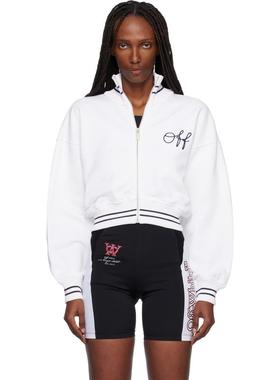 Off-White 女士 卫衣 白色 Script Logo Regular Zip-Up 夹克