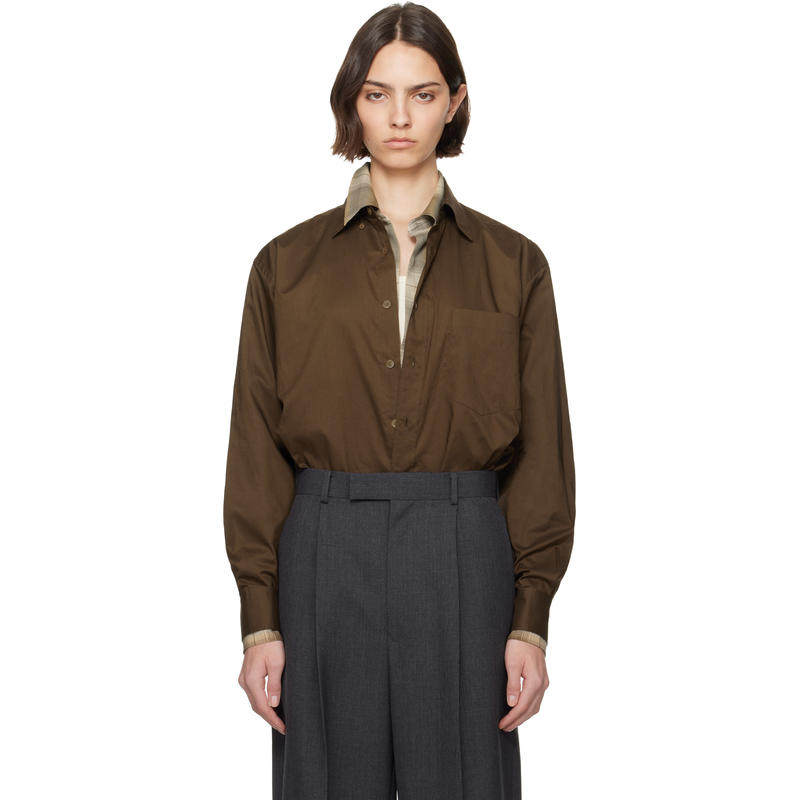 AURALEE 女士 衬衫 棕色 Washed Finx Typewriter Button Down