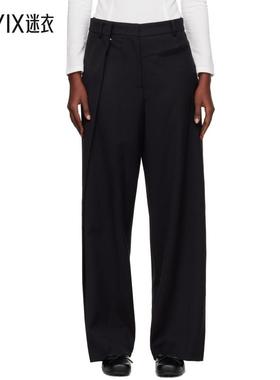 OPEN YY 女款黑色 Wrap-Over Waist 长裤 迷衣时尚