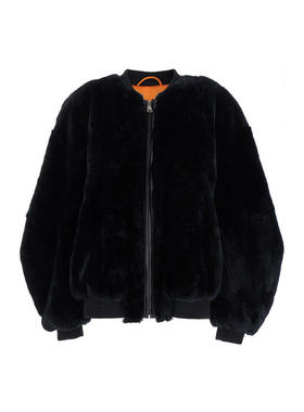 NUMERO OTTO 女士 FW24 夹克 Closure 黑色拉链皮草女士短夹克