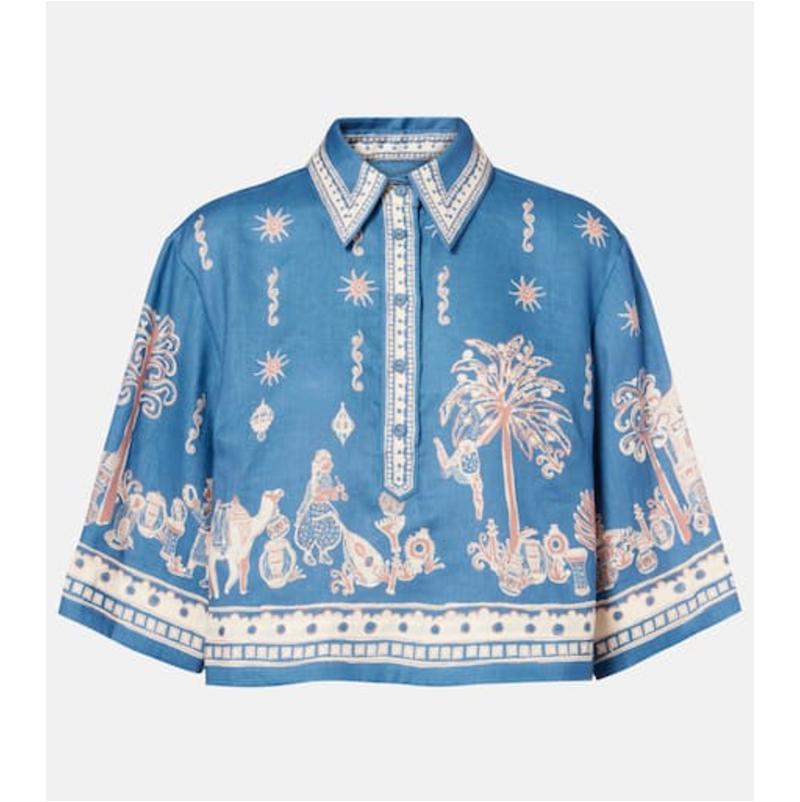 Alémais 女士 衬衫 Acacia 印花短款亚麻图片