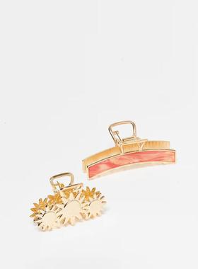 Accessorize 女士 发饰 sundowner 金属爪式发夹(2件套)(金色)