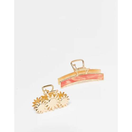 Accessorize 女士 发饰 sundowner 金属爪式发夹(2件套)(金色)