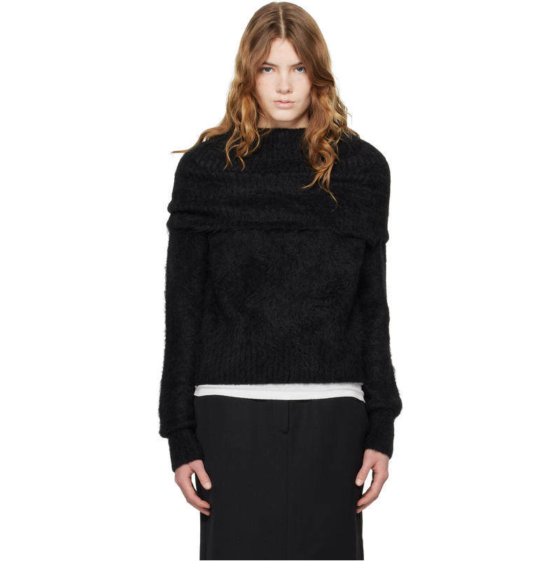 Totême 女士 毛衣 黑色 Funnel Alpaca-Blend Knit 高领