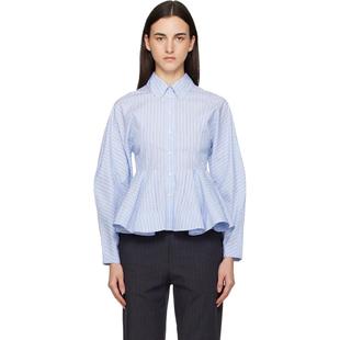 女士 Peplum 衬衫 Stripe 蓝色 Ganni
