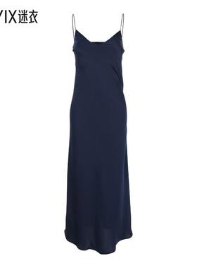 【早秋新品】Plain 蓝色轻薄绑带布织女士连衣裙 迷衣时尚