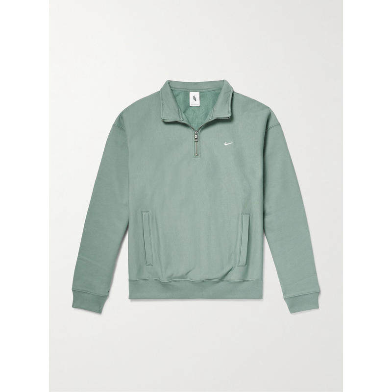 Nike 男士 SS26 卫衣 Solo '勾'Logo刺绣棉针织半拉链卫衣