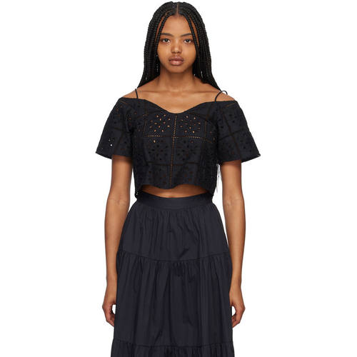 Ganni 甘尼 女士 FW23 背心 GANNI 黑色桃心领上装