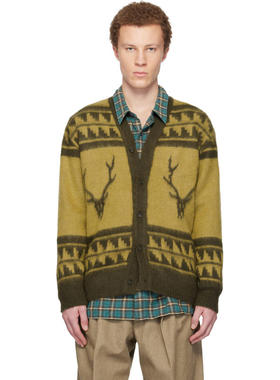 South2 West8 男士 开衫 黄色 Mohair V-Neck