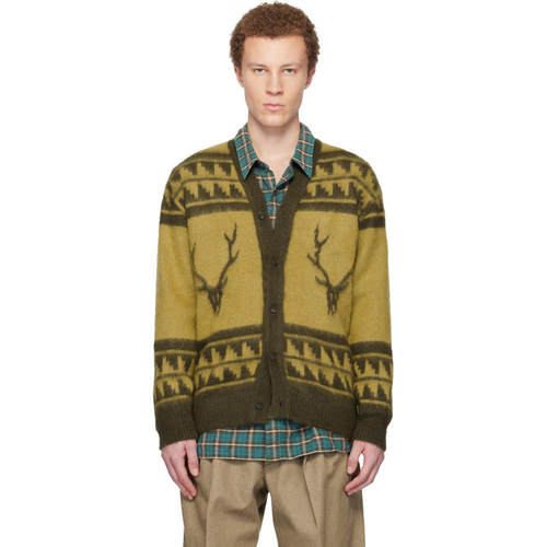South2 West8 男士 开衫 黄色 Mohair V-Neck