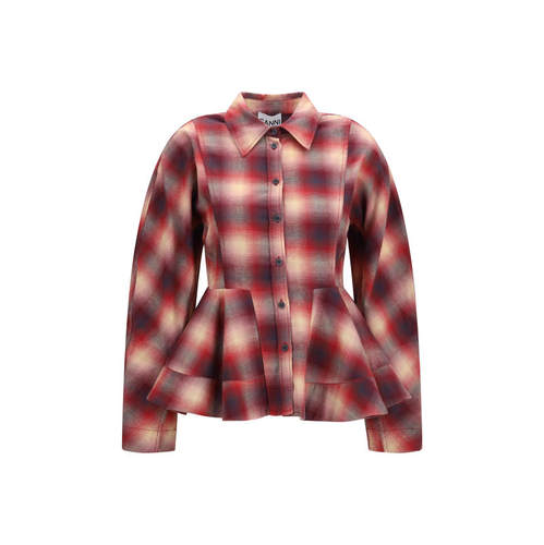 Ganni 甘尼 女士 FW26 衬衫 收腰法兰绒