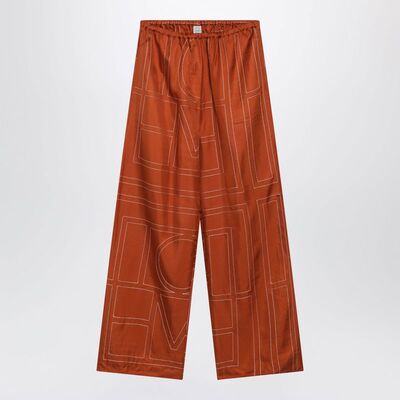 Totême 女士 SS26 长裤 交织图案真丝长睡裤(TERRACOTTA)