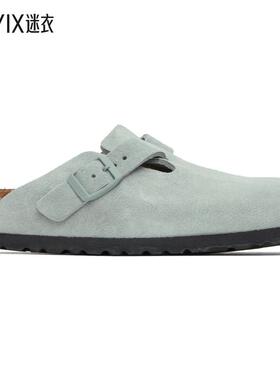 Birkenstock勃肯 女士灰色 Narrow Boston Soft Footbed 穆勒鞋