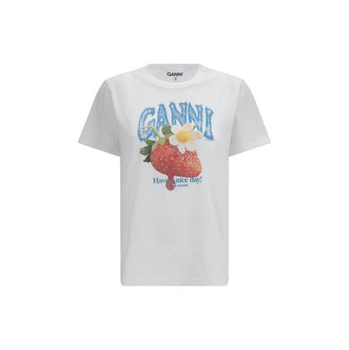 Ganni 甘尼 女士 FW26 T恤 草莓红棉质