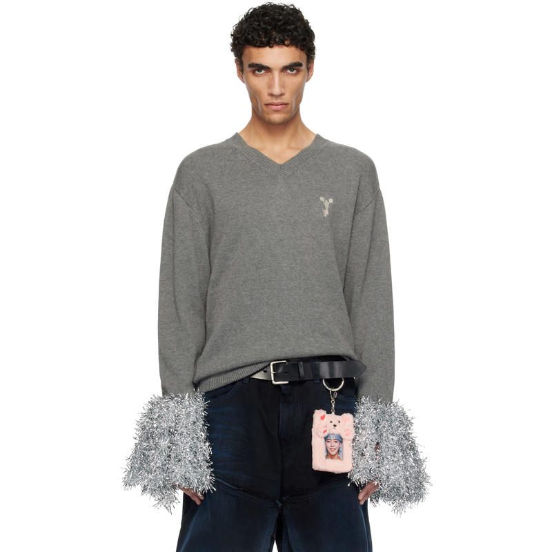 Doublet 男士 上衣 灰色 Cheerleading Pompon 针织衫