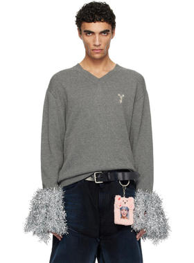 Doublet 男士 上衣 灰色 Cheerleading Pompon 针织衫