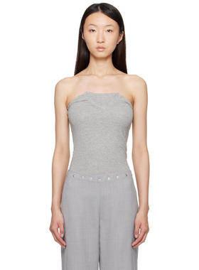 Paloma Wool 女士 背心 灰色 Folded V Neck 抹胸上装