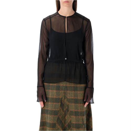 Our Legacy 女士 FW25 衬衫 黑色透视褶皱束腰衫